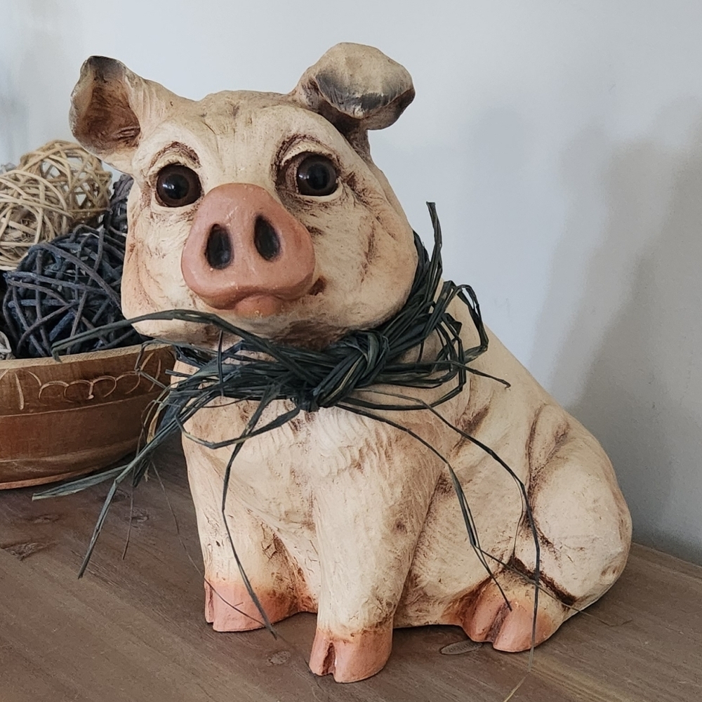 🐷 Vintage 1987 Universal Statuary Pig Figurine Farmhouse Kitchen Rustic Charm - Picture 2 of 15